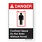 Signmission ANSI Danger Confined Space Do Not Enter W/O Permit, W/ Graphic 10in X 7in Rigid Plastic, 710-L-19815 OS-DS-P-710-L-19815 - alternate 1